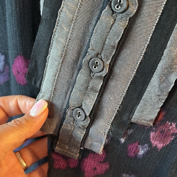 Free People tank top floral snap out of it tuxedo racer back raw accent / lace S - Picture 6 of 12